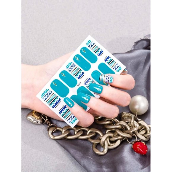 Blue Press On Nail Wrap - Picture 2 of 4